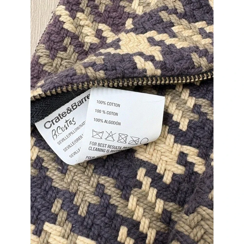 Crate & Barrel Seville Pillow Covers 18x18 Houndstooth Cotton Set of 2 NWT